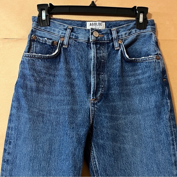 Agolde Women's High Rise Jeans in Dark Blue - Picture 4 of 16